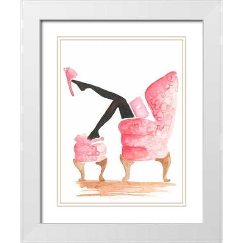 Library Reading White Modern Wood Framed Art Print with Double Matting by Zyburt, Alicia