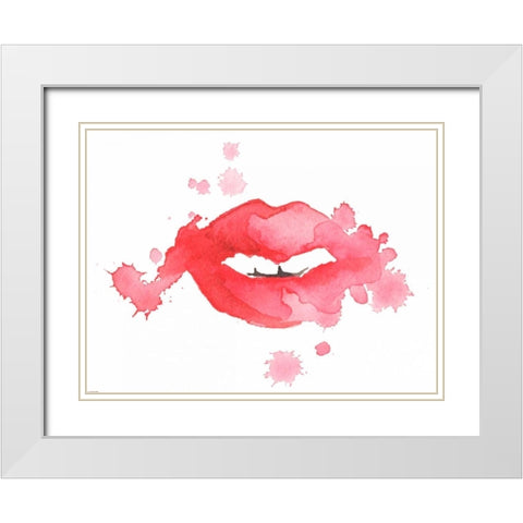 Lip Splash White Modern Wood Framed Art Print with Double Matting by Zyburt, Alicia