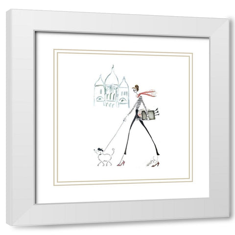 Paris Montmartre White Modern Wood Framed Art Print with Double Matting by Zyburt, Alicia