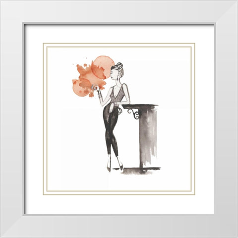 Entertain illo 4 White Modern Wood Framed Art Print with Double Matting by Zyburt, Alicia