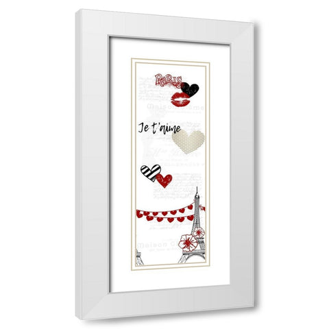 Paris Hearts White Modern Wood Framed Art Print with Double Matting by Bailey, Ann