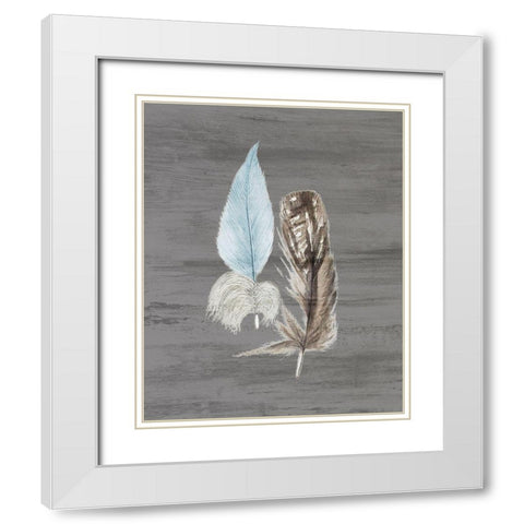 Feathers 1 White Modern Wood Framed Art Print with Double Matting by Bailey, Ann