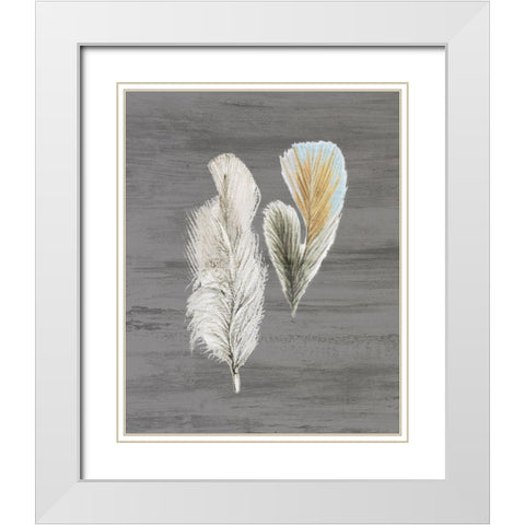 Feathers 2 White Modern Wood Framed Art Print with Double Matting by Bailey, Ann