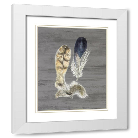 Feathers 3 White Modern Wood Framed Art Print with Double Matting by Bailey, Ann