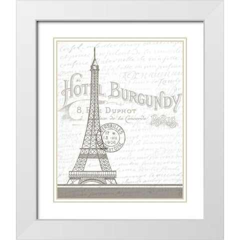 In Paris 1 White Modern Wood Framed Art Print with Double Matting by Bailey, Ann