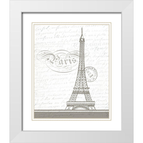 In Paris 2 White Modern Wood Framed Art Print with Double Matting by Bailey, Ann