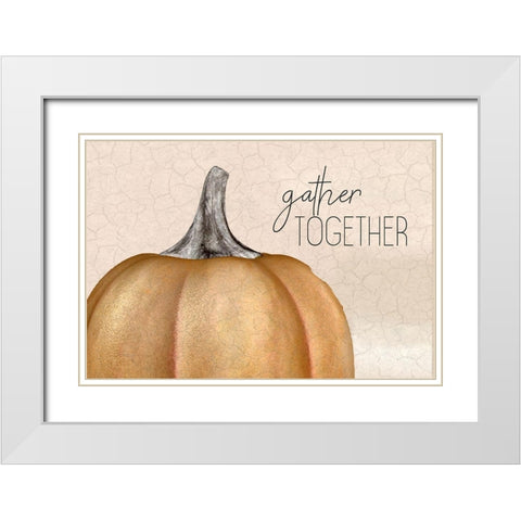 Gather Together Pumpkin White Modern Wood Framed Art Print with Double Matting by Bailey, Ann