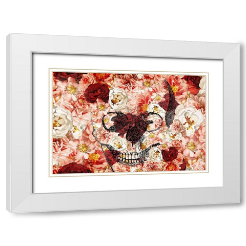 Skull Flowers White Modern Wood Framed Art Print with Double Matting by Bailey, Ann