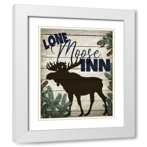 Lone Moose Inn White Modern Wood Framed Art Print with Double Matting by Bailey, Ann