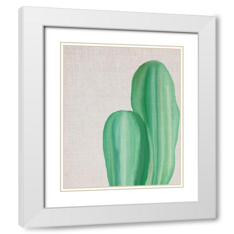Linen Cactus 2 White Modern Wood Framed Art Print with Double Matting by Bailey, Ann