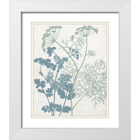 Linen Herbs 1 White Modern Wood Framed Art Print with Double Matting by Bailey, Ann