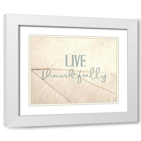 Live Thankfully White Modern Wood Framed Art Print with Double Matting by Bailey, Ann