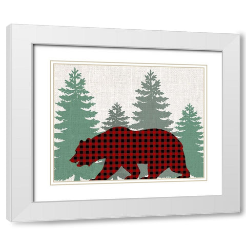 Bear Plaid White Modern Wood Framed Art Print with Double Matting by Bailey, Ann