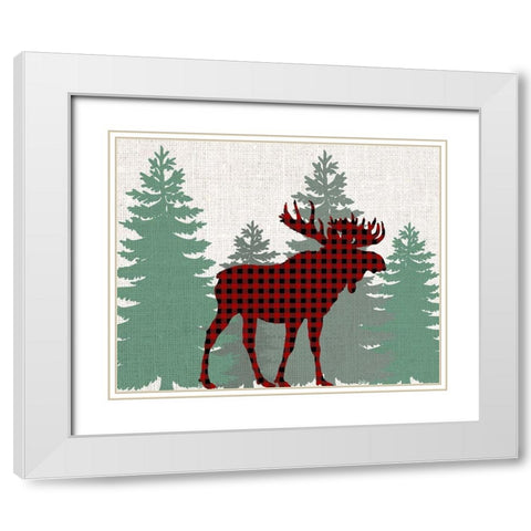 Moose Plaid White Modern Wood Framed Art Print with Double Matting by Bailey, Ann