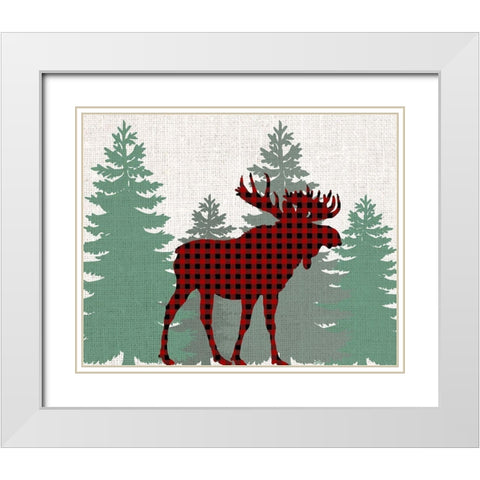 Moose Plaid White Modern Wood Framed Art Print with Double Matting by Bailey, Ann