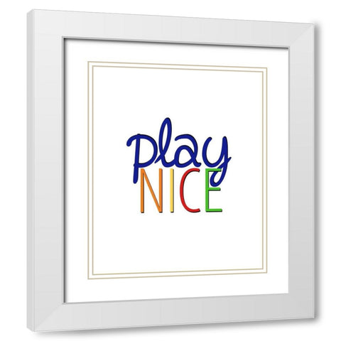 Play Nice 1 White Modern Wood Framed Art Print with Double Matting by Bailey, Ann