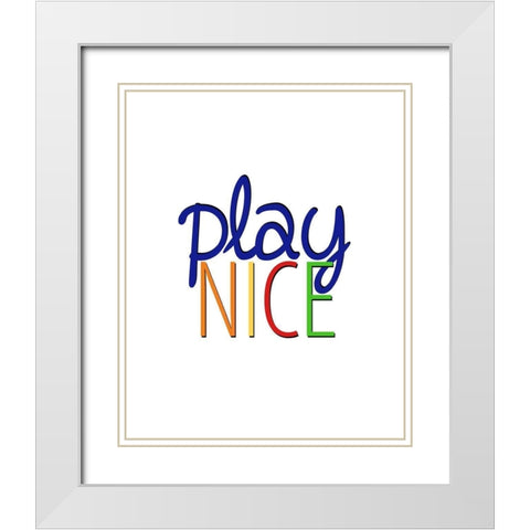 Play Nice 1 White Modern Wood Framed Art Print with Double Matting by Bailey, Ann