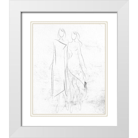 Fashion Sketch 2 White Modern Wood Framed Art Print with Double Matting by Bailey, Ann