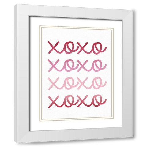 Ombre XOXO White Modern Wood Framed Art Print with Double Matting by Bailey, Ann