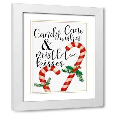 Candy Cane Wishes White Modern Wood Framed Art Print with Double Matting by Bailey, Ann