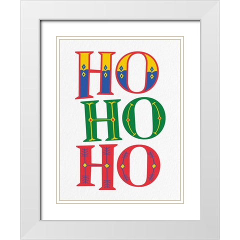 Ho Ho Ho White Modern Wood Framed Art Print with Double Matting by Bailey, Ann
