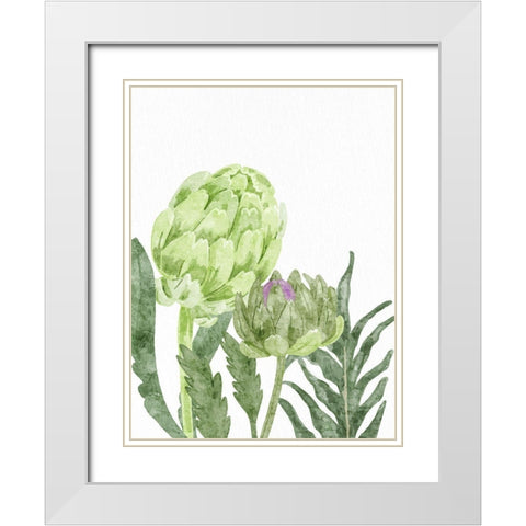 Watercolor Artichoke 2 White Modern Wood Framed Art Print with Double Matting by Bailey, Ann