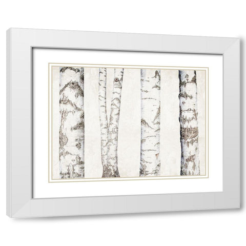 Birches White Modern Wood Framed Art Print with Double Matting by Bailey, Ann
