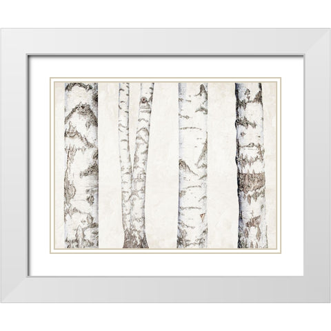 Birches White Modern Wood Framed Art Print with Double Matting by Bailey, Ann