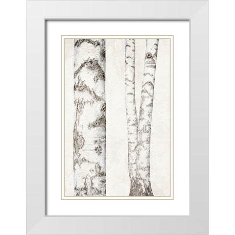 Birches 2 White Modern Wood Framed Art Print with Double Matting by Bailey, Ann