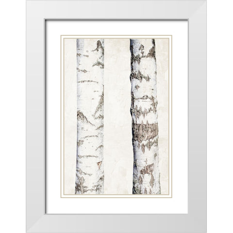 Birches 3 White Modern Wood Framed Art Print with Double Matting by Bailey, Ann