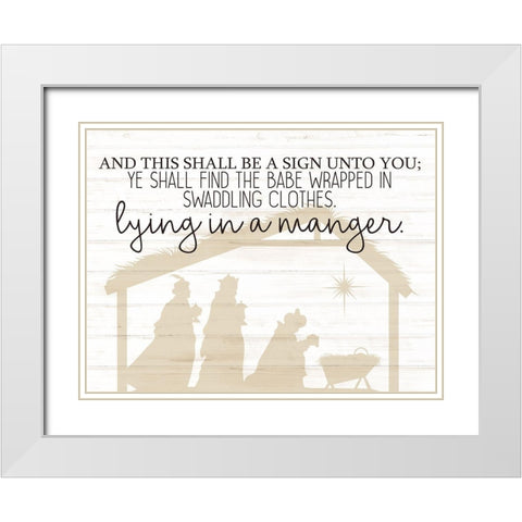 Lying In A Manger White Modern Wood Framed Art Print with Double Matting by Bailey, Ann
