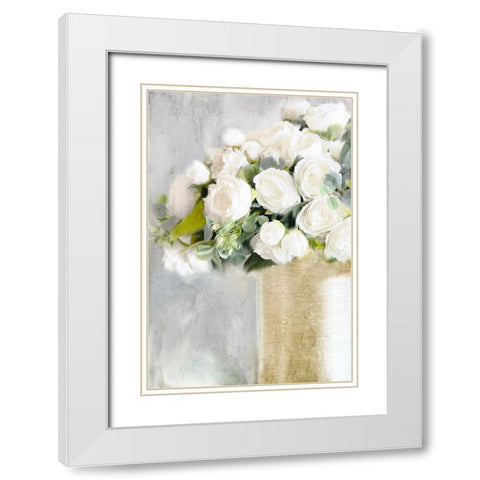White Roses 2 White Modern Wood Framed Art Print with Double Matting by Bailey, Ann