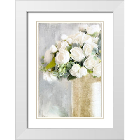White Roses 2 White Modern Wood Framed Art Print with Double Matting by Bailey, Ann