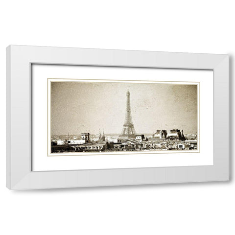 Paris Skyline White Modern Wood Framed Art Print with Double Matting by Bailey, Ann