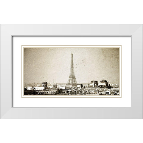 Paris Skyline White Modern Wood Framed Art Print with Double Matting by Bailey, Ann