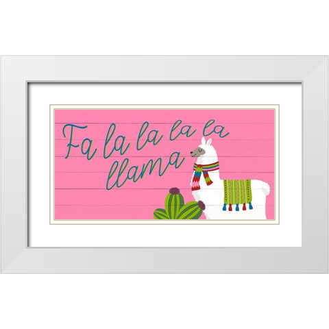 Fa La La Llama White Modern Wood Framed Art Print with Double Matting by Bailey, Ann