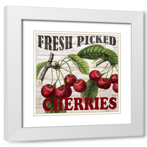 Fresh Picked Cherries White Modern Wood Framed Art Print with Double Matting by Bailey, Ann