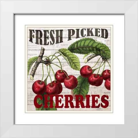 Fresh Picked Cherries White Modern Wood Framed Art Print with Double Matting by Bailey, Ann