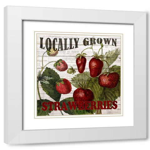 Fresh Picked Strawberries White Modern Wood Framed Art Print with Double Matting by Bailey, Ann
