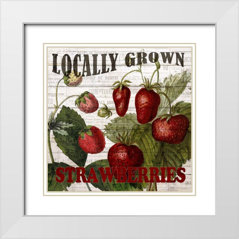 Fresh Picked Strawberries White Modern Wood Framed Art Print with Double Matting by Bailey, Ann
