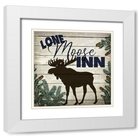 Lone Moose Inn White Modern Wood Framed Art Print with Double Matting by Bailey, Ann