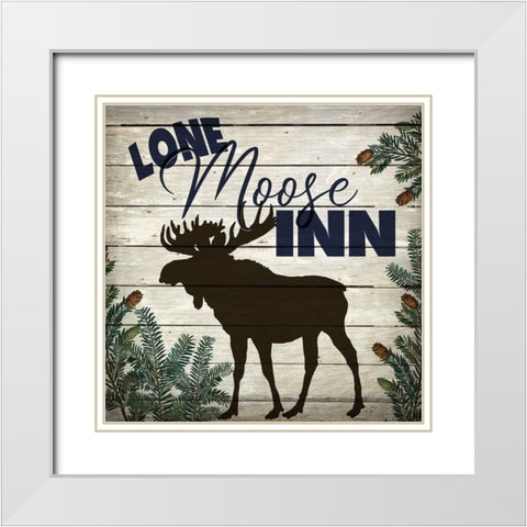 Lone Moose Inn White Modern Wood Framed Art Print with Double Matting by Bailey, Ann