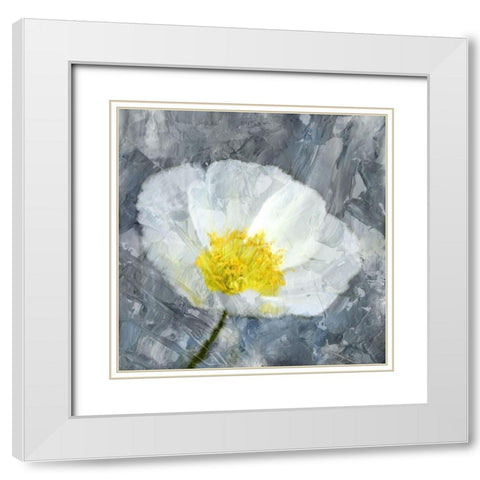 Poppy Blues 1 White Modern Wood Framed Art Print with Double Matting by Bailey, Ann