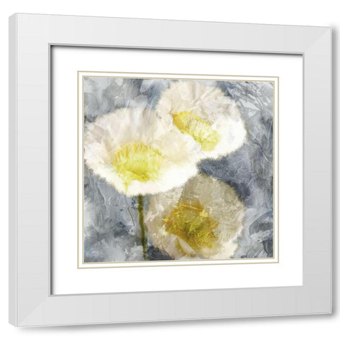 Poppy Blues 2 White Modern Wood Framed Art Print with Double Matting by Bailey, Ann