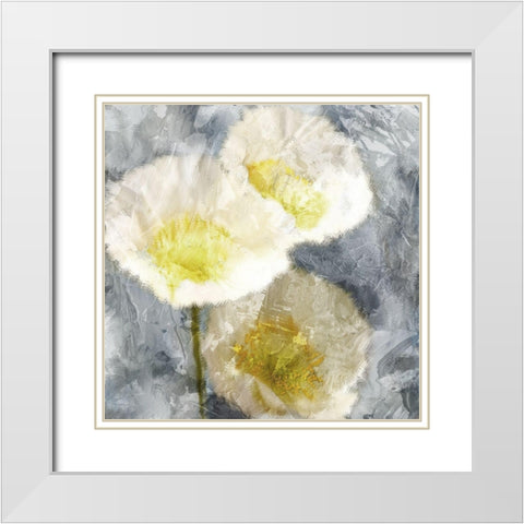 Poppy Blues 2 White Modern Wood Framed Art Print with Double Matting by Bailey, Ann