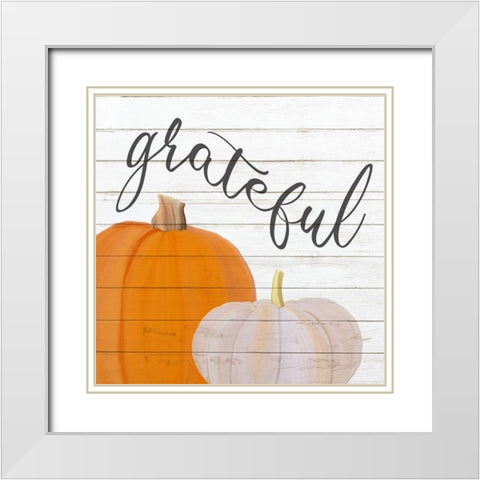 Grateful Pumpkins White Modern Wood Framed Art Print with Double Matting by Bailey, Ann