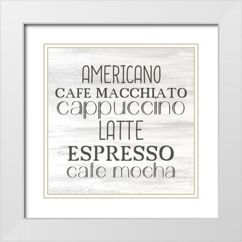 Coffee Beans 2 White Modern Wood Framed Art Print with Double Matting by Bailey, Ann