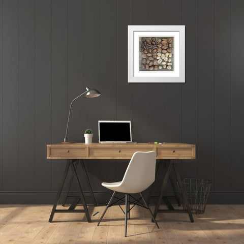 Coffee Beans 3 White Modern Wood Framed Art Print with Double Matting by Bailey, Ann