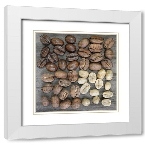 Coffee Beans 3 White Modern Wood Framed Art Print with Double Matting by Bailey, Ann