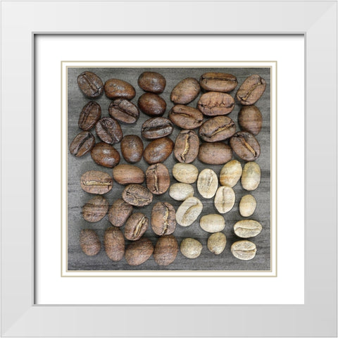 Coffee Beans 3 White Modern Wood Framed Art Print with Double Matting by Bailey, Ann